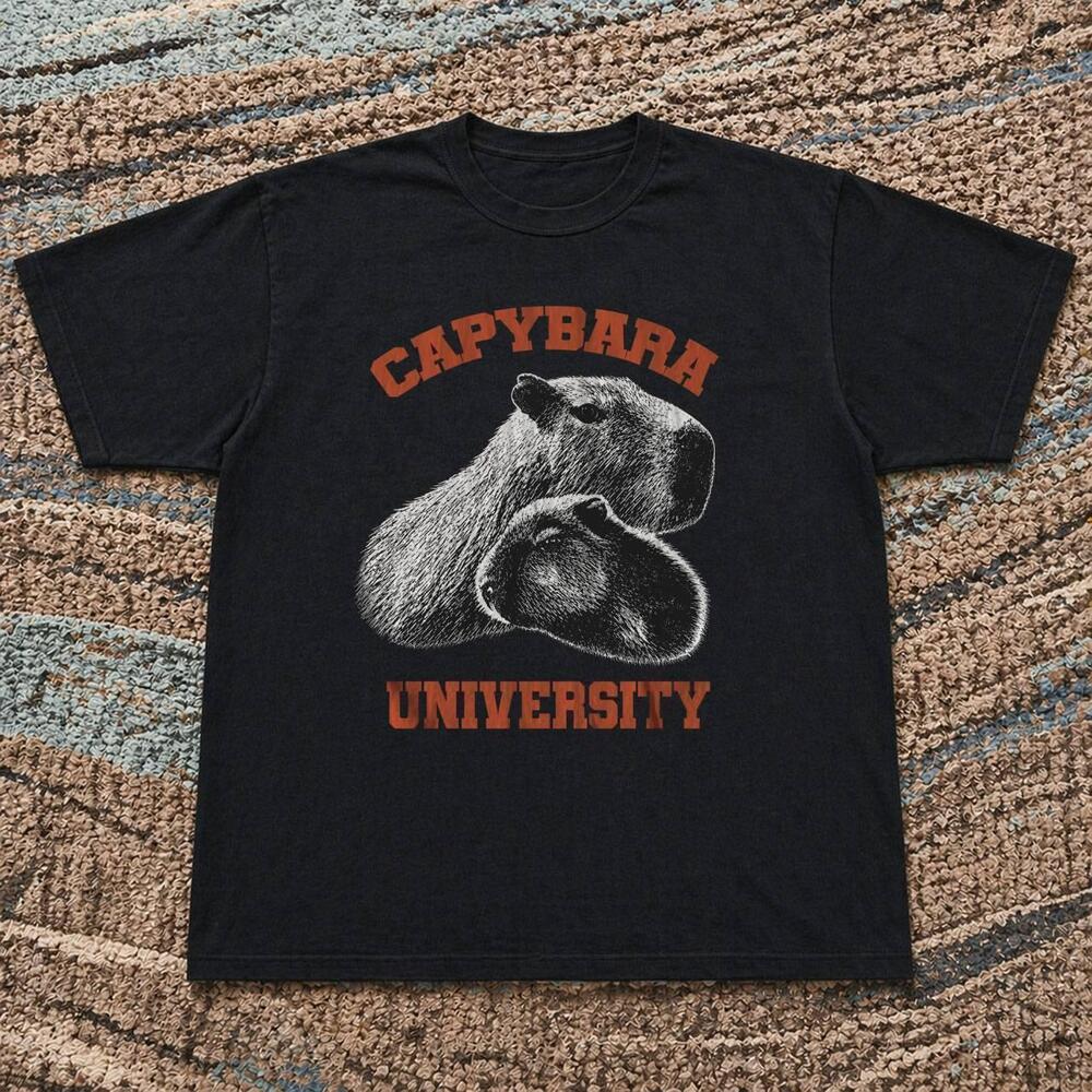 Style Capybara University  Black T-Shirt